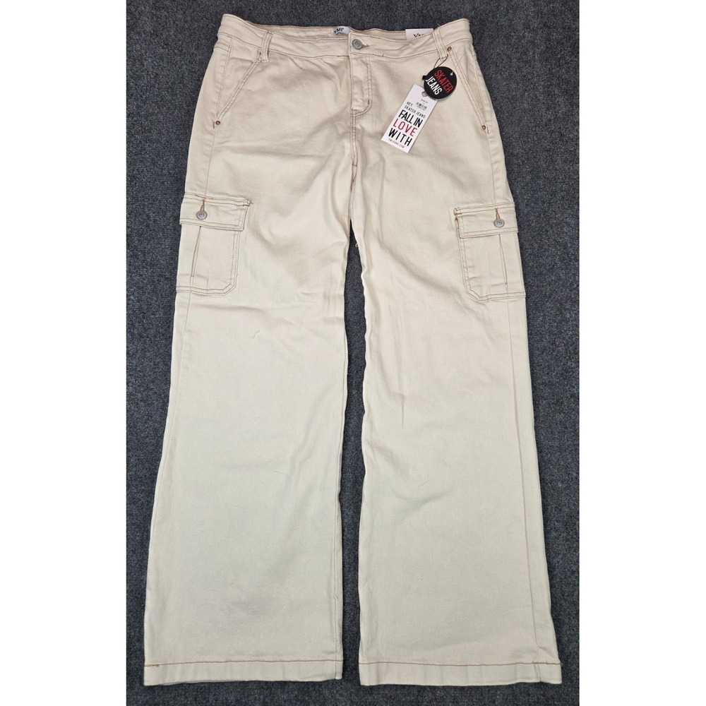NEW YMI‎ Skater Jeans Womens 13 White Cargo Low Rise